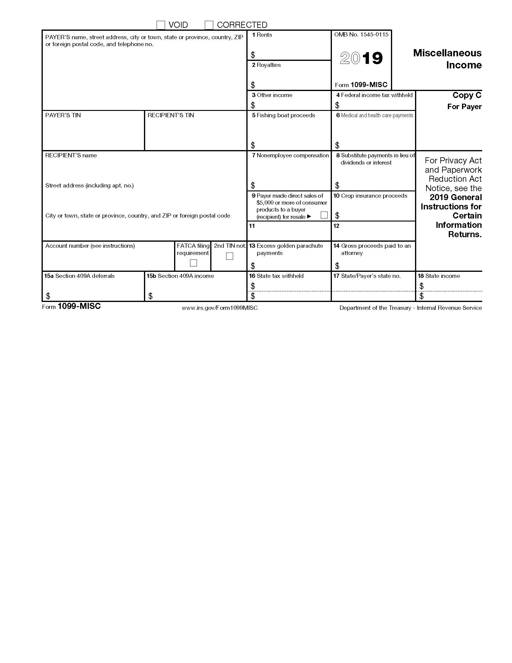 Blank 1099 Form Printable