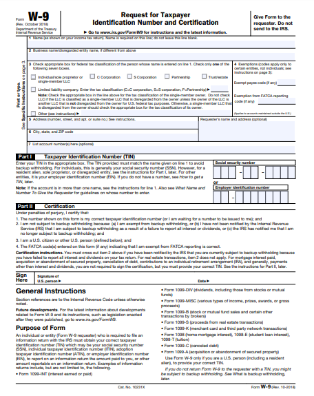 W9 tax form - eSign Blank Fillable PDF | eSign Genie