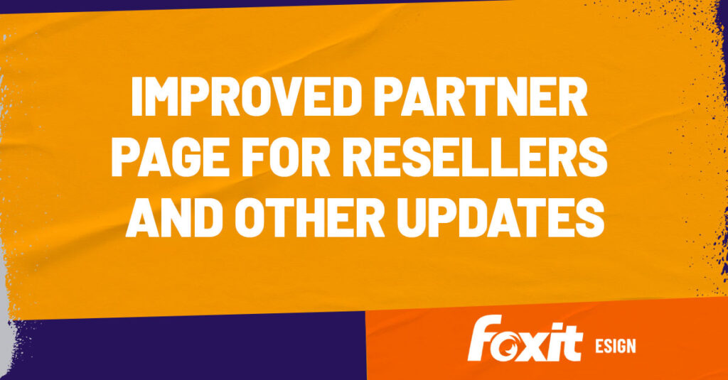 Improved Partner page for Resellers and Other Updates